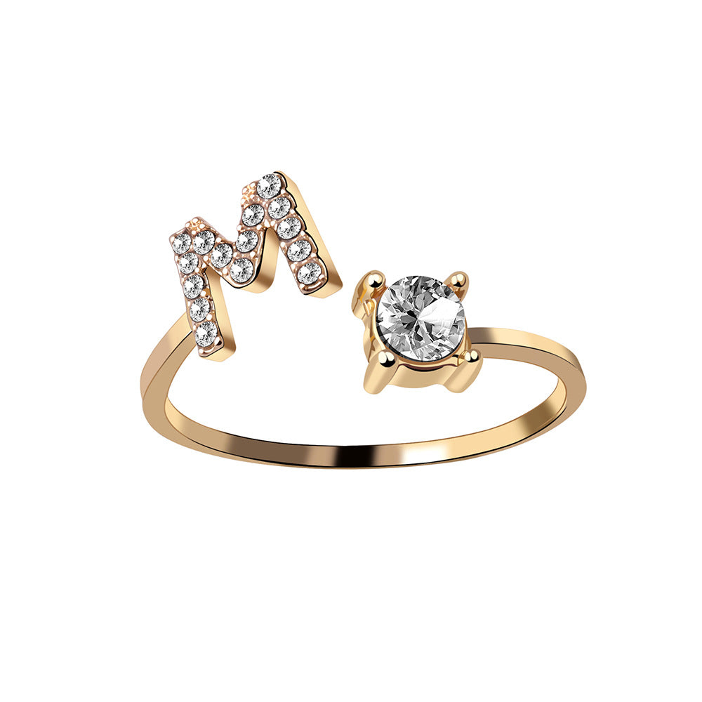 New Design Adjustable 26 Initial Letter Ring Fashion Jewelry For Women Simple Elegant Jewelry New Design Adjustable 26 Initial Letter Ring Fashion Jewelry For Women Simple Elegant Jewelry